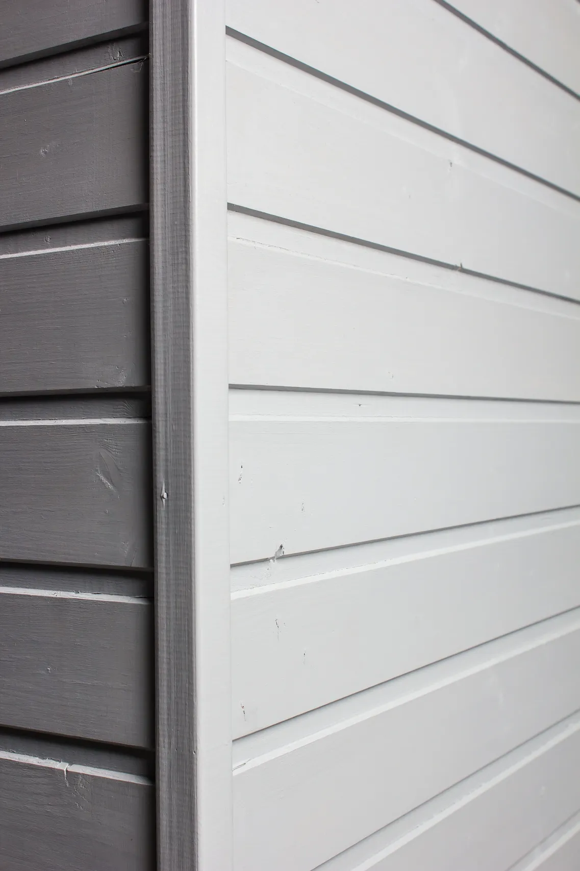 Detail of grey cladding panels installed on a building exterior